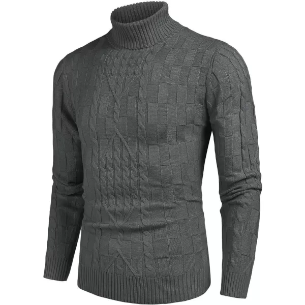 COOFANDY Men's Slim Fit Turtleneck Sweater Casual Cable Knit Pullover Sweaters