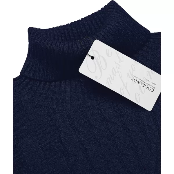 COOFANDY Men's Slim Fit Turtleneck Sweater Casual Cable Knit Pullover Sweaters