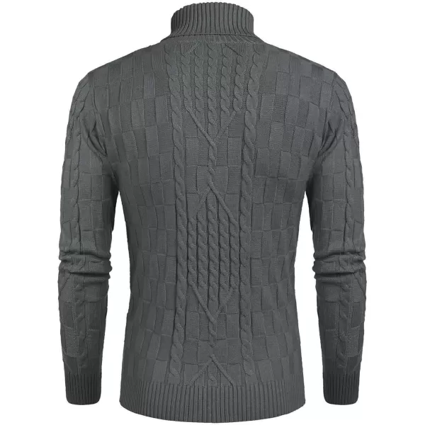 COOFANDY Men's Slim Fit Turtleneck Sweater Casual Cable Knit Pullover Sweaters