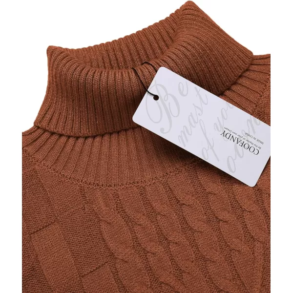 COOFANDY Men's Slim Fit Turtleneck Sweater Casual Cable Knit Pullover Sweaters