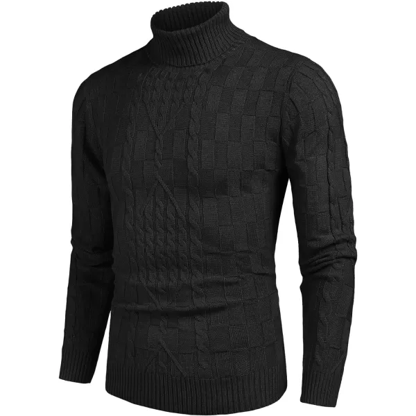 COOFANDY Men's Slim Fit Turtleneck Sweater Casual Cable Knit Pullover Sweaters