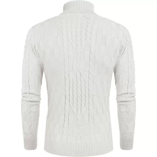 COOFANDY Men's Slim Fit Turtleneck Sweater Casual Cable Knit Pullover Sweaters