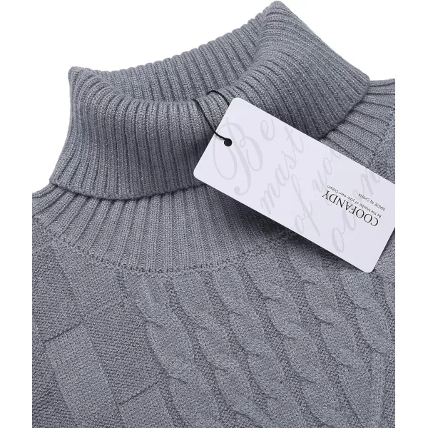 COOFANDY Men's Slim Fit Turtleneck Sweater Casual Cable Knit Pullover Sweaters