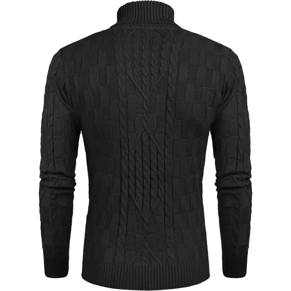 COOFANDY Men's Slim Fit Turtleneck Sweater Casual Cable Knit Pullover Sweaters