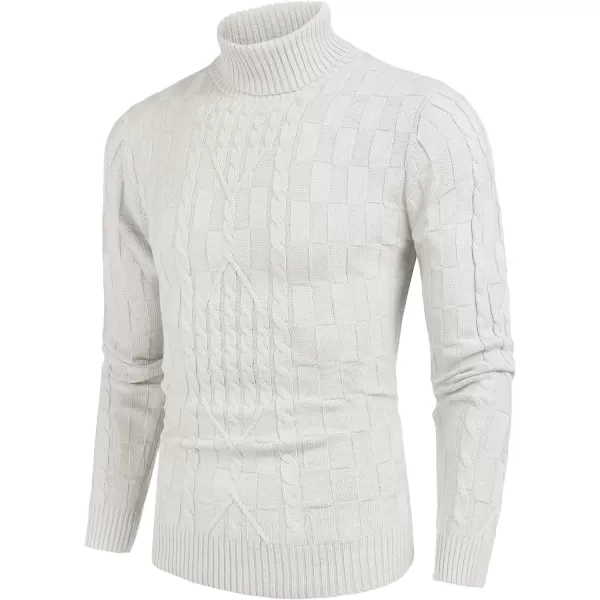 COOFANDY Men's Slim Fit Turtleneck Sweater Casual Cable Knit Pullover Sweaters