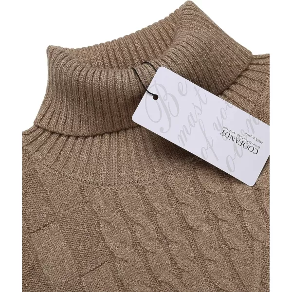 COOFANDY Men's Slim Fit Turtleneck Sweater Casual Cable Knit Pullover Sweaters