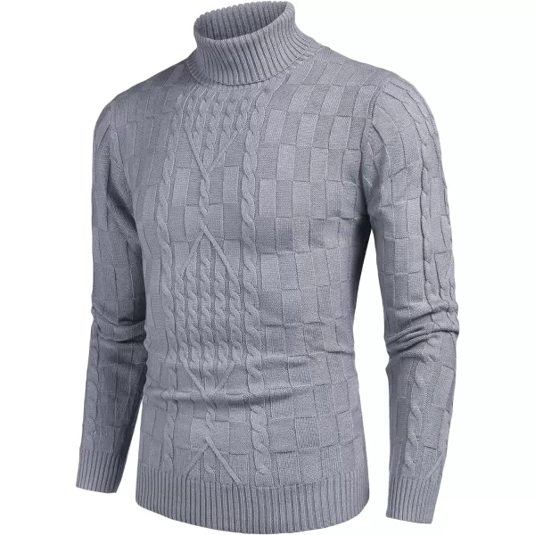 COOFANDY Men's Slim Fit Turtleneck Sweater Casual Cable Knit Pullover Sweaters