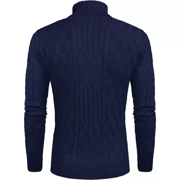 COOFANDY Men's Slim Fit Turtleneck Sweater Casual Cable Knit Pullover Sweaters