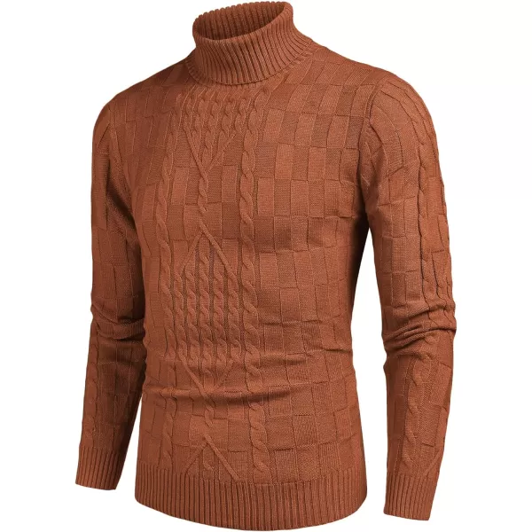 COOFANDY Men's Slim Fit Turtleneck Sweater Casual Cable Knit Pullover Sweaters