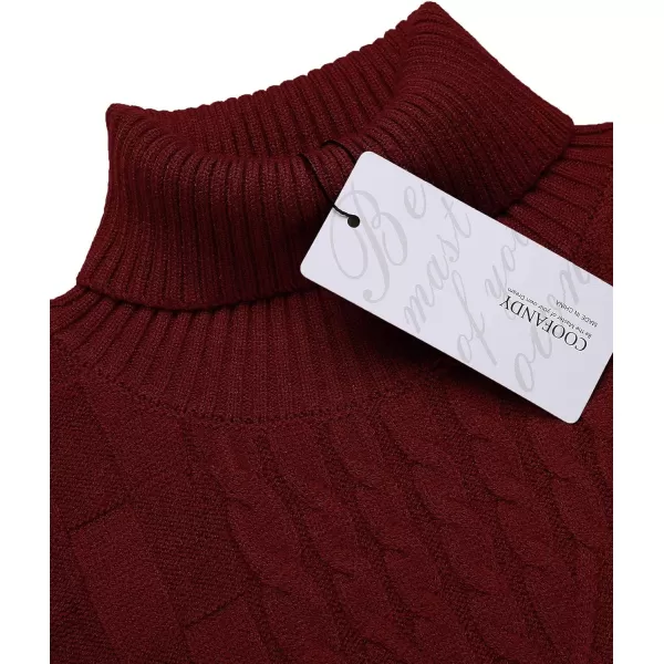 COOFANDY Men's Slim Fit Turtleneck Sweater Casual Cable Knit Pullover Sweaters