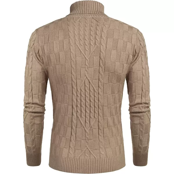 COOFANDY Men's Slim Fit Turtleneck Sweater Casual Cable Knit Pullover Sweaters