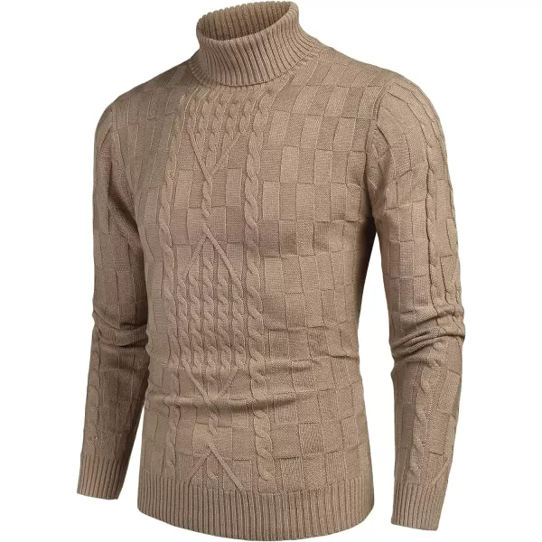 COOFANDY Men's Slim Fit Turtleneck Sweater Casual Cable Knit Pullover Sweaters