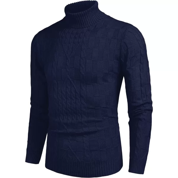 COOFANDY Men's Slim Fit Turtleneck Sweater Casual Cable Knit Pullover Sweaters
