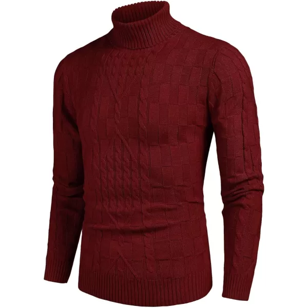 COOFANDY Men's Slim Fit Turtleneck Sweater Casual Cable Knit Pullover Sweaters
