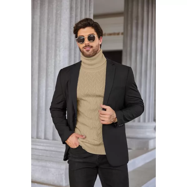 COOFANDY Men's Slim Fit Turtleneck Sweater Casual Pullover Sweater Basic Twist Patterned Knitted Sweater