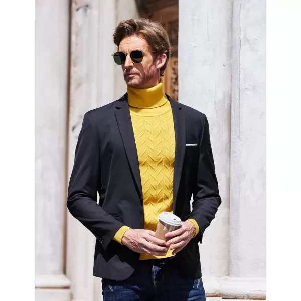 COOFANDY Men's Slim Fit Turtleneck Sweater Casual Pullover Sweater Basic Twist Patterned Knitted Sweater