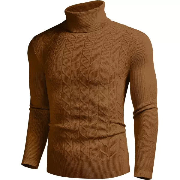 COOFANDY Men's Slim Fit Turtleneck Sweater Casual Pullover Sweater Basic Twist Patterned Knitted Sweater