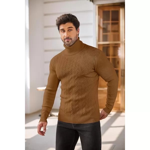 COOFANDY Men's Slim Fit Turtleneck Sweater Casual Pullover Sweater Basic Twist Patterned Knitted Sweater