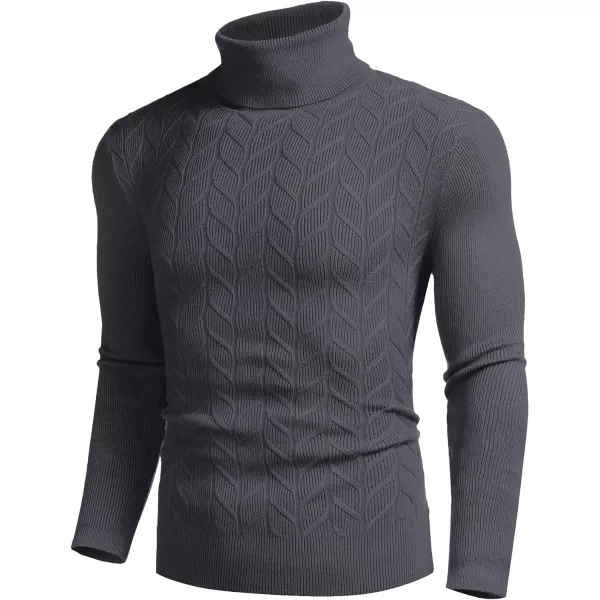 COOFANDY Men's Slim Fit Turtleneck Sweater Casual Pullover Sweater Basic Twist Patterned Knitted Sweater