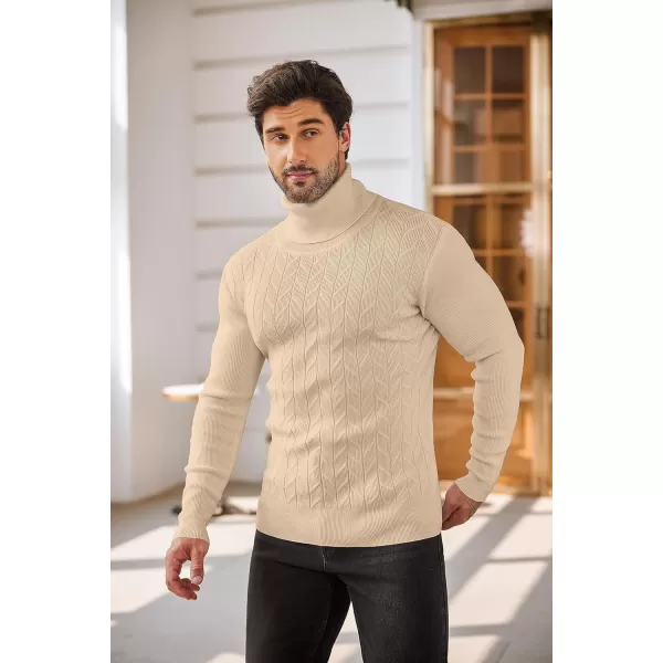 COOFANDY Men's Slim Fit Turtleneck Sweater Casual Pullover Sweater Basic Twist Patterned Knitted Sweater