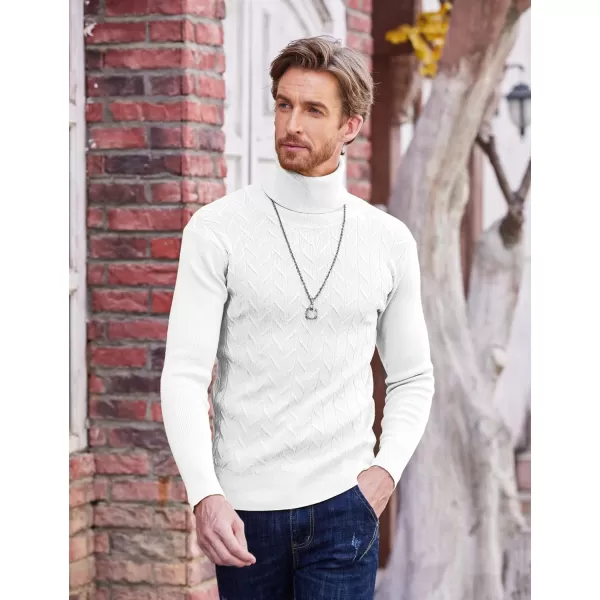 COOFANDY Men's Slim Fit Turtleneck Sweater Casual Pullover Sweater Basic Twist Patterned Knitted Sweater
