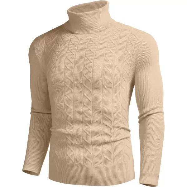 COOFANDY Men's Slim Fit Turtleneck Sweater Casual Pullover Sweater Basic Twist Patterned Knitted Sweater