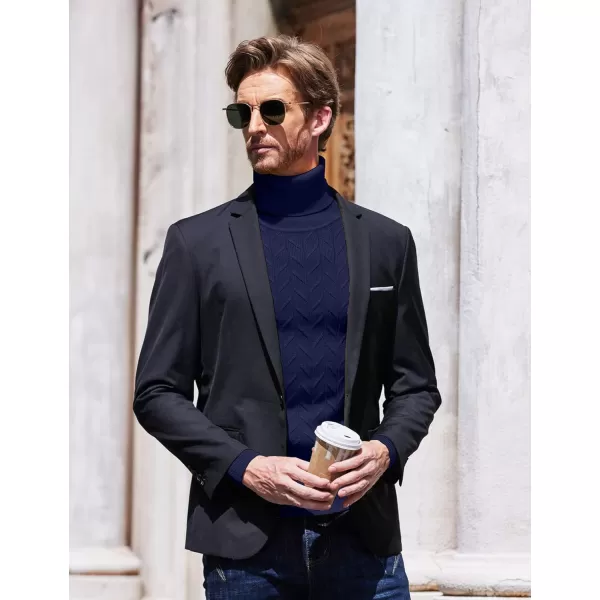 COOFANDY Men's Slim Fit Turtleneck Sweater Casual Pullover Sweater Basic Twist Patterned Knitted Sweater