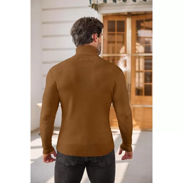 COOFANDY Men's Slim Fit Turtleneck Sweater Casual Pullover Sweater Basic Twist Patterned Knitted Sweater