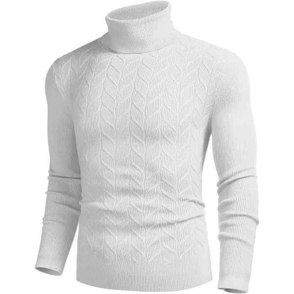 COOFANDY Men's Slim Fit Turtleneck Sweater Casual Pullover Sweater Basic Twist Patterned Knitted Sweater