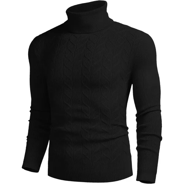 COOFANDY Men's Slim Fit Turtleneck Sweater Casual Pullover Sweater Basic Twist Patterned Knitted Sweater