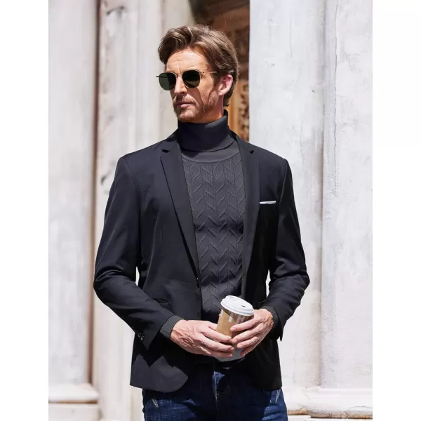 COOFANDY Men's Slim Fit Turtleneck Sweater Casual Pullover Sweater Basic Twist Patterned Knitted Sweater