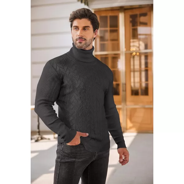 COOFANDY Men's Slim Fit Turtleneck Sweater Casual Pullover Sweater Basic Twist Patterned Knitted Sweater