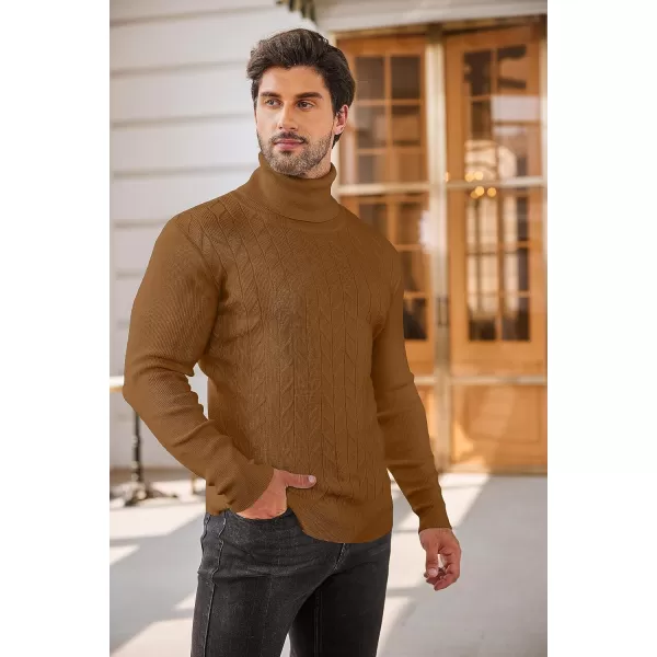 COOFANDY Men's Slim Fit Turtleneck Sweater Casual Pullover Sweater Basic Twist Patterned Knitted Sweater