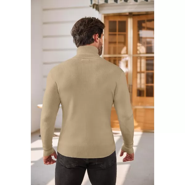 COOFANDY Men's Slim Fit Turtleneck Sweater Casual Pullover Sweater Basic Twist Patterned Knitted Sweater