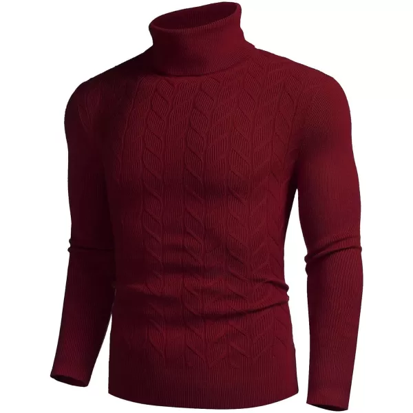 COOFANDY Men's Slim Fit Turtleneck Sweater Casual Pullover Sweater Basic Twist Patterned Knitted Sweater