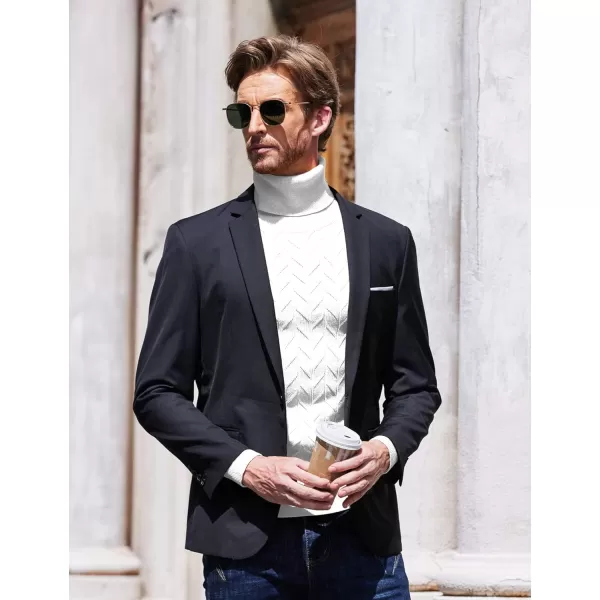 COOFANDY Men's Slim Fit Turtleneck Sweater Casual Pullover Sweater Basic Twist Patterned Knitted Sweater