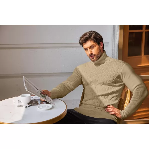 COOFANDY Men's Slim Fit Turtleneck Sweater Casual Pullover Sweater Basic Twist Patterned Knitted Sweater