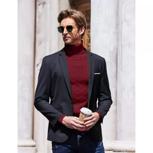 COOFANDY Men's Slim Fit Turtleneck Sweater Casual Pullover Sweater Basic Twist Patterned Knitted Sweater