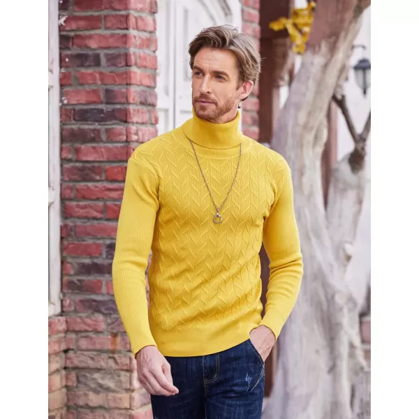 COOFANDY Men's Slim Fit Turtleneck Sweater Casual Pullover Sweater Basic Twist Patterned Knitted Sweater