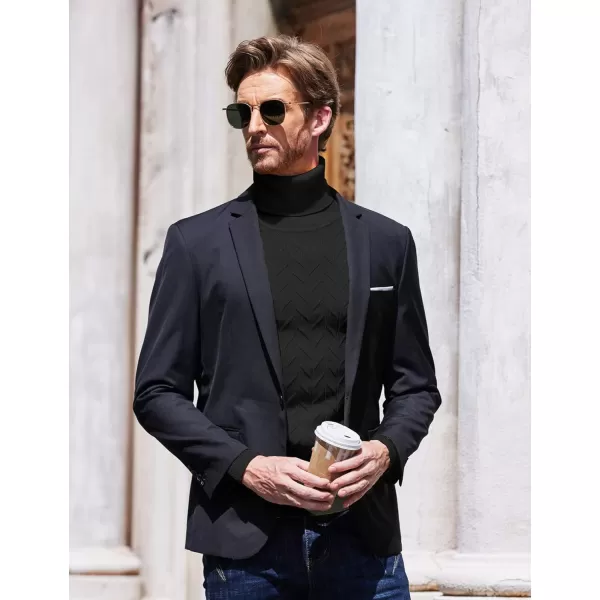 COOFANDY Men's Slim Fit Turtleneck Sweater Casual Pullover Sweater Basic Twist Patterned Knitted Sweater