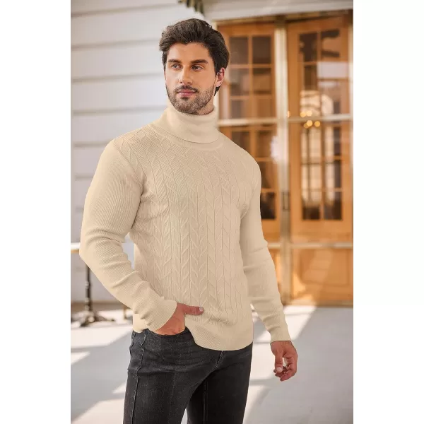 COOFANDY Men's Slim Fit Turtleneck Sweater Casual Pullover Sweater Basic Twist Patterned Knitted Sweater
