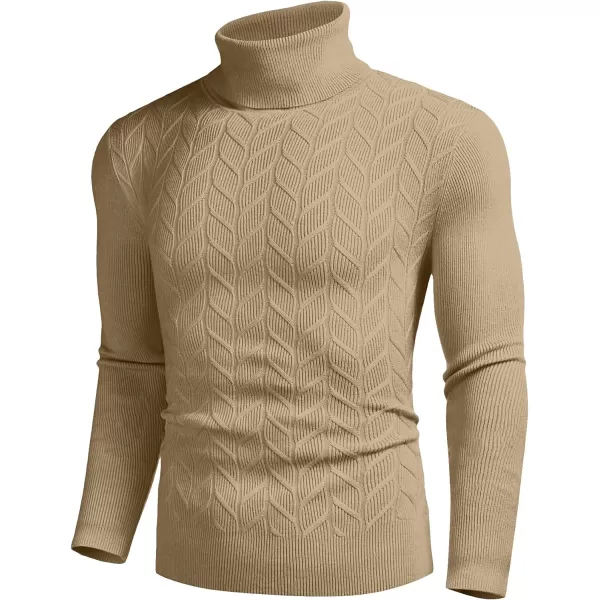 COOFANDY Men's Slim Fit Turtleneck Sweater Casual Pullover Sweater Basic Twist Patterned Knitted Sweater