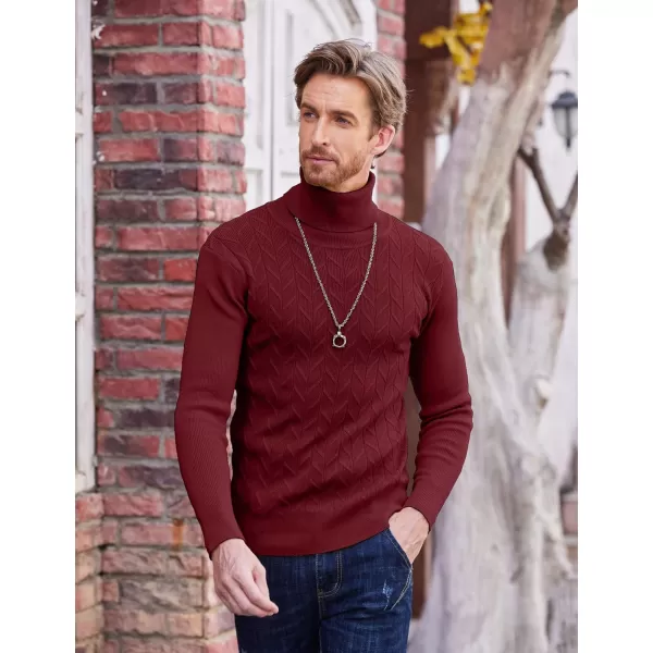 COOFANDY Men's Slim Fit Turtleneck Sweater Casual Pullover Sweater Basic Twist Patterned Knitted Sweater