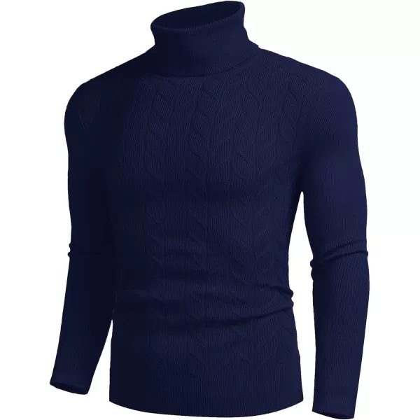 COOFANDY Men's Slim Fit Turtleneck Sweater Casual Pullover Sweater Basic Twist Patterned Knitted Sweater