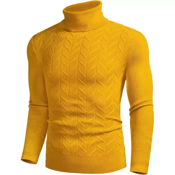 COOFANDY Men's Slim Fit Turtleneck Sweater Casual Pullover Sweater Basic Twist Patterned Knitted Sweater