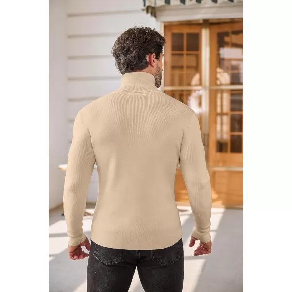 COOFANDY Men's Slim Fit Turtleneck Sweater Casual Pullover Sweater Basic Twist Patterned Knitted Sweater