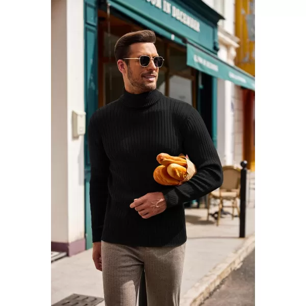 COOFANDY Men's Slim Fit Turtleneck Sweater Casual Pullover Sweater Lightweight Ribbed Sweater
