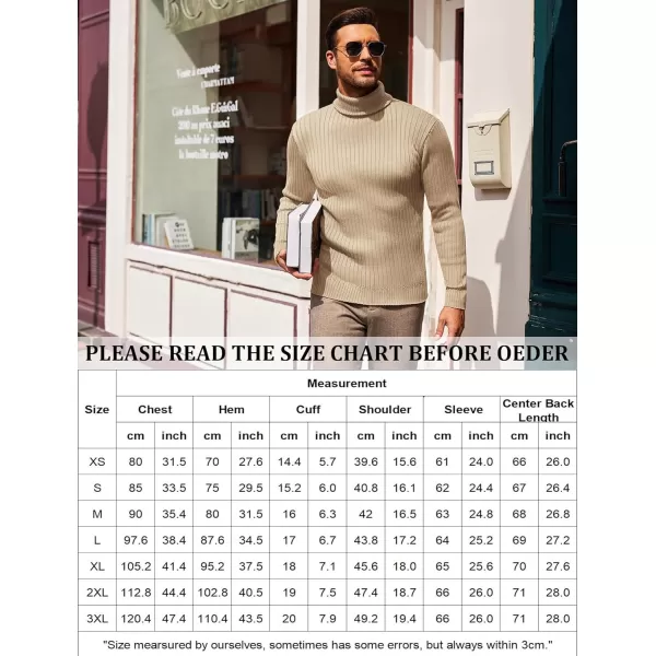 COOFANDY Men's Slim Fit Turtleneck Sweater Casual Pullover Sweater Lightweight Ribbed Sweater