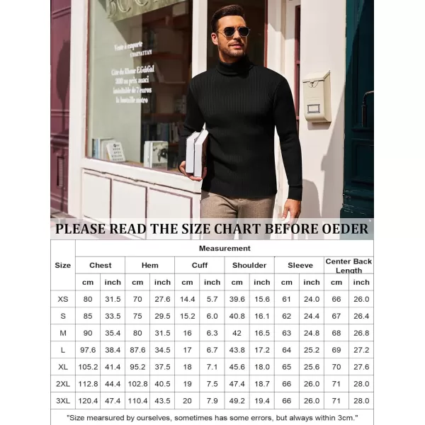 COOFANDY Men's Slim Fit Turtleneck Sweater Casual Pullover Sweater Lightweight Ribbed Sweater