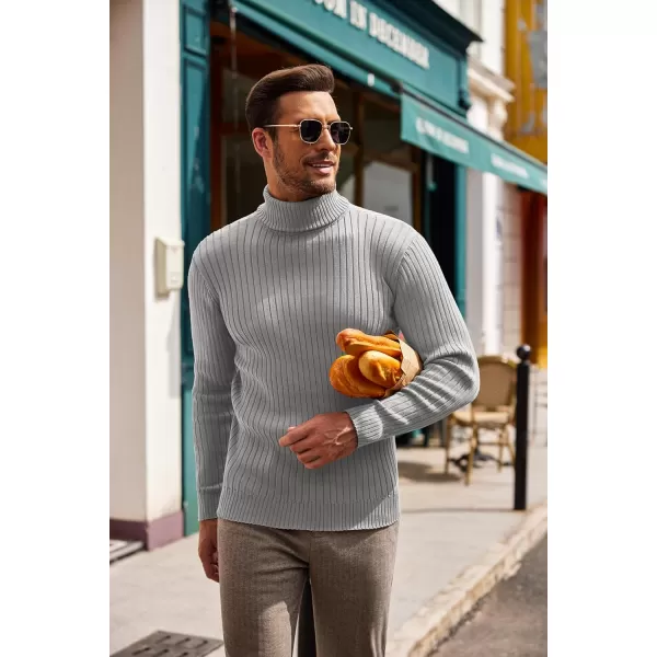 COOFANDY Men's Slim Fit Turtleneck Sweater Casual Pullover Sweater Lightweight Ribbed Sweater